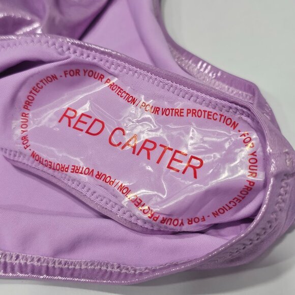 Red Carter Shimmer Asymmetric-Button One-Piece Swimsuit - Picture 7 of 10